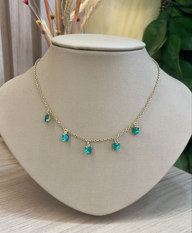 CHOKER 5 QUADRADOS VERDES