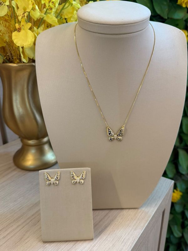 CONJUNTO BORBOLETA COM ZIRCONIAS