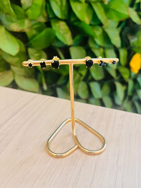 BRINCO TRIO CORAÇÃO QUADRADO E BOLINHA