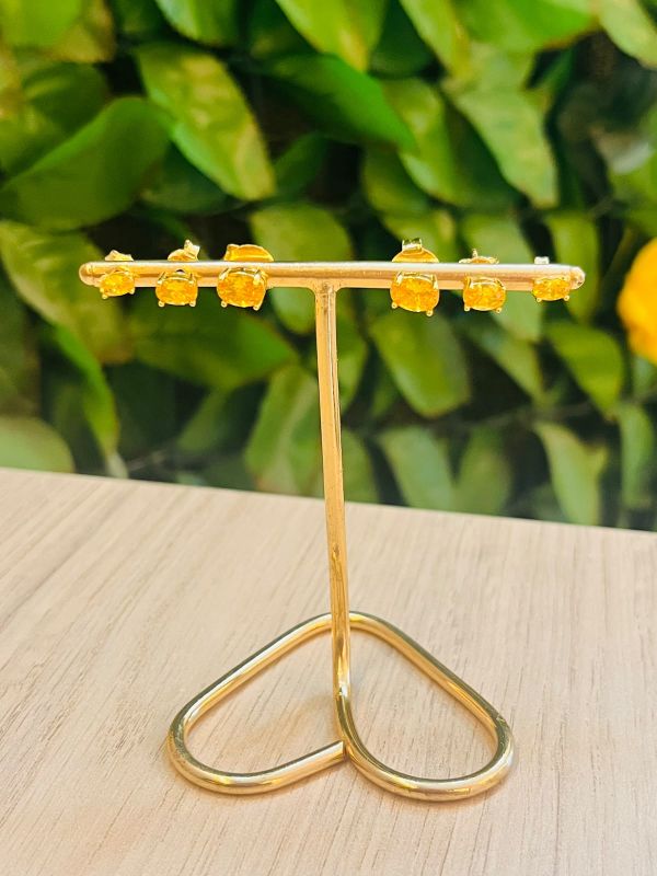 BRINCO TRIO PONTO DE LUZ OVAL AMARELO