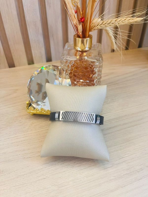 PULSEIRA DE BORRACHA AÇO MASCULINA  COM RISCO