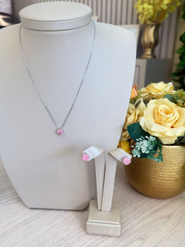 CONJUNTO PEDRA REDONDA  ROSA