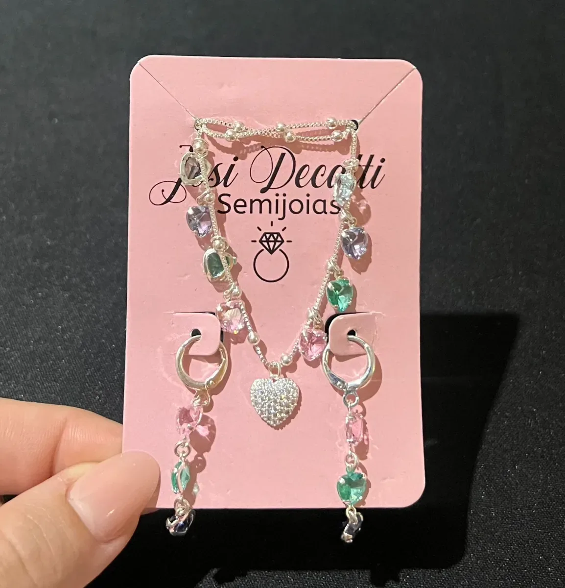 Conjunto varios coraçãoes colorido zirc meio Pr