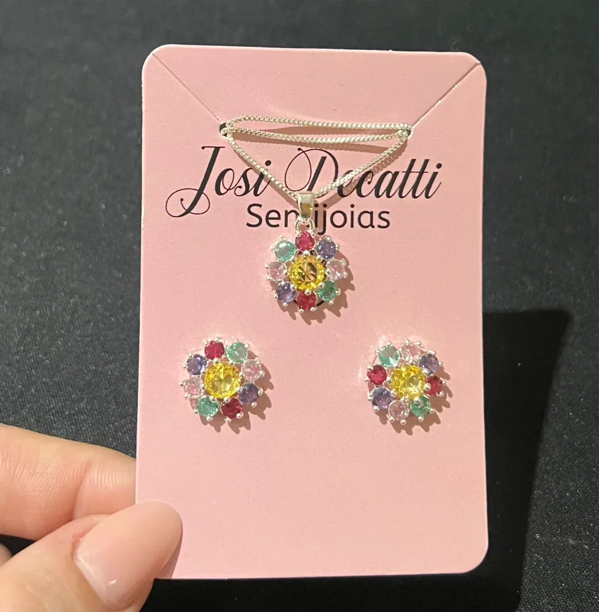 Conjunto flor colorida amarelo meio Pr