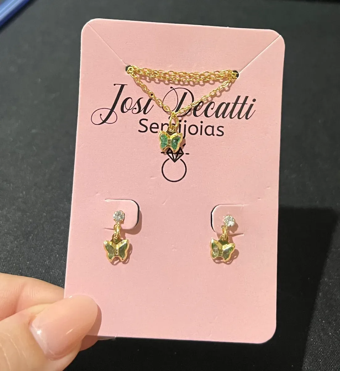 Conjunto borboleta verde pendurada Dou