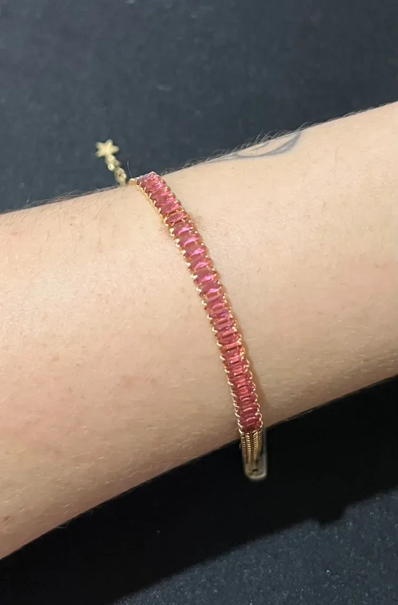 Pulseira pedra rosa cobra Dou