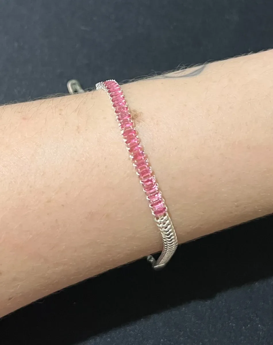 Pulseira pedra rosa cobra Pr