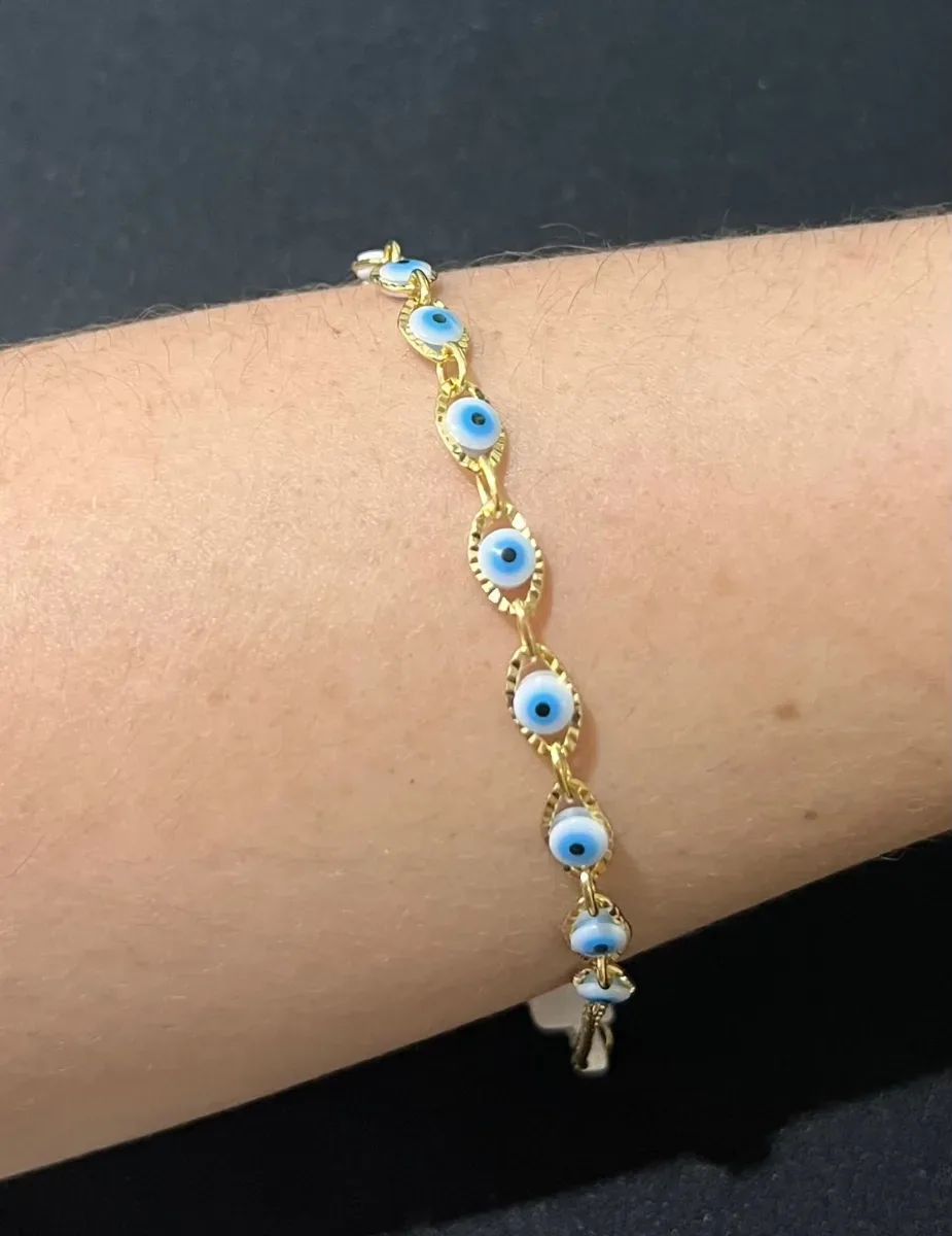 Pulseira olho grego detalhe em volta Dou