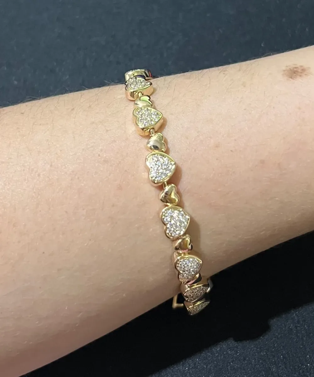 Pulseira toda coração lisa e zirc Dou