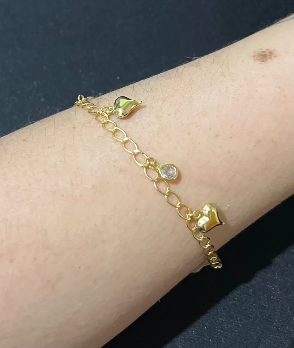 Pulseira pendurado coração e pedra Dou
