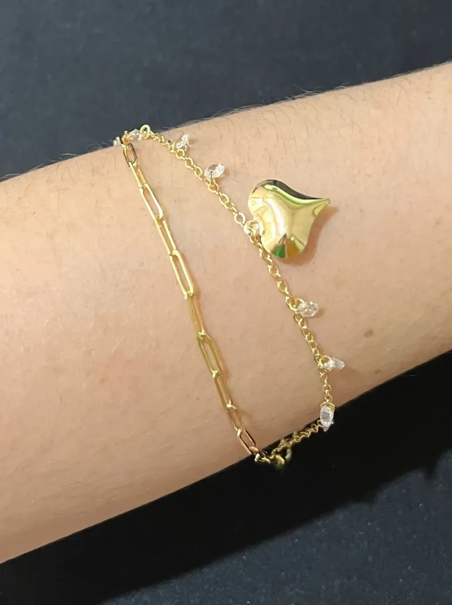 Pulseira dupla pedra e 1 cora g Dou