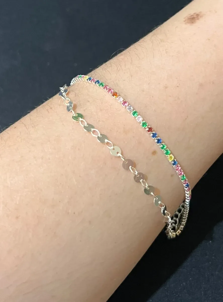 Pulseira dupla bolinha e colorida Pr