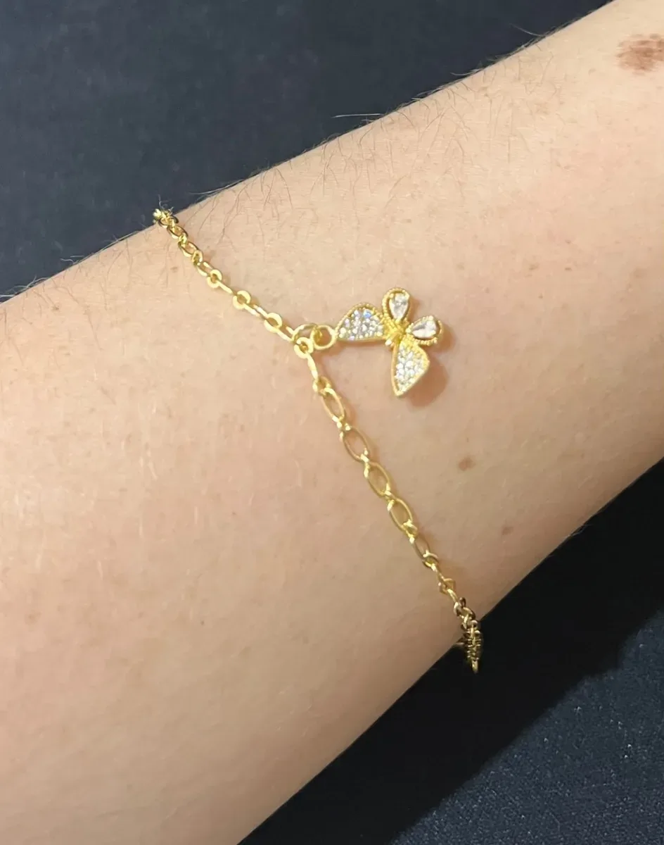 Pulseira borboleta zirc e pedra Dou