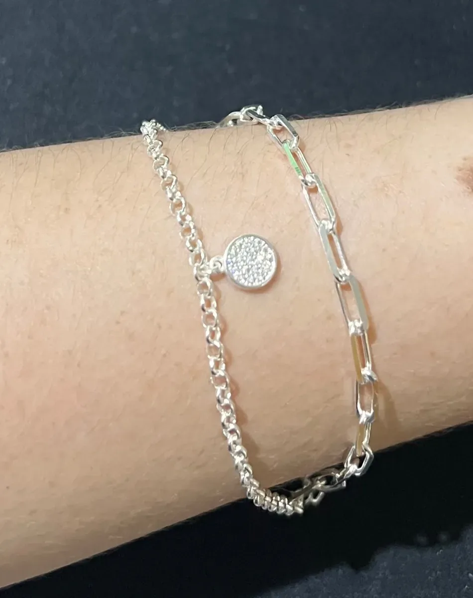 Pulseira dupla pend redondo zirc Pr