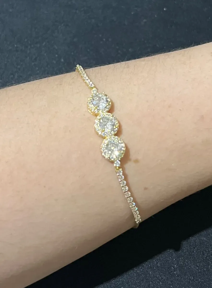 Pulseira 3 pedras zirc Dou