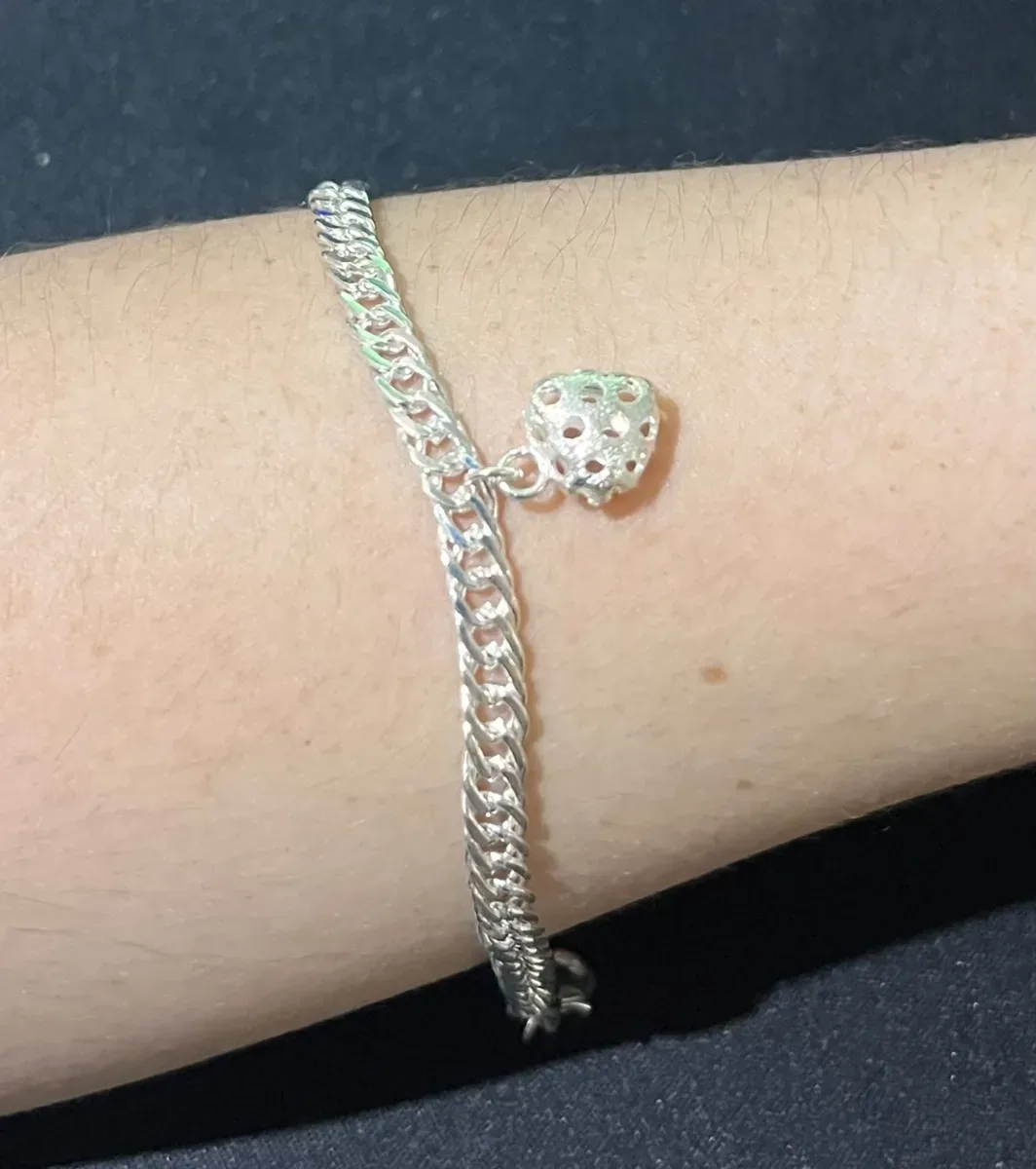 Pulseira grossa coraç vazado pend Pr