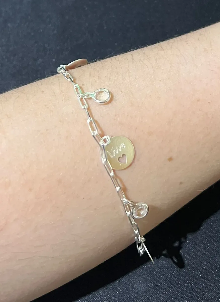 Pulseira pend love e pedra Pr
