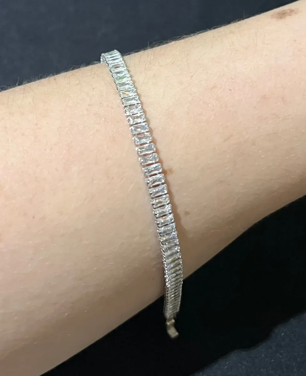 Pulseira toda pedra chic Ródio