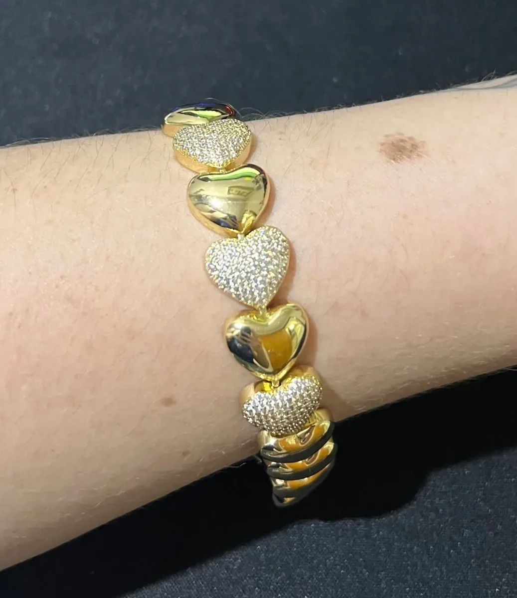 Pulseira 2 coraç zirc resto liso g Dou