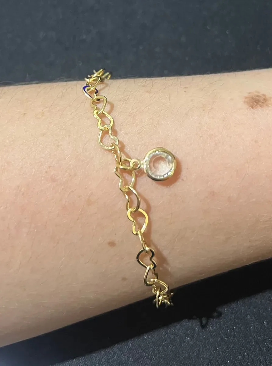 Pulseira coraç liso pedra pend Dou