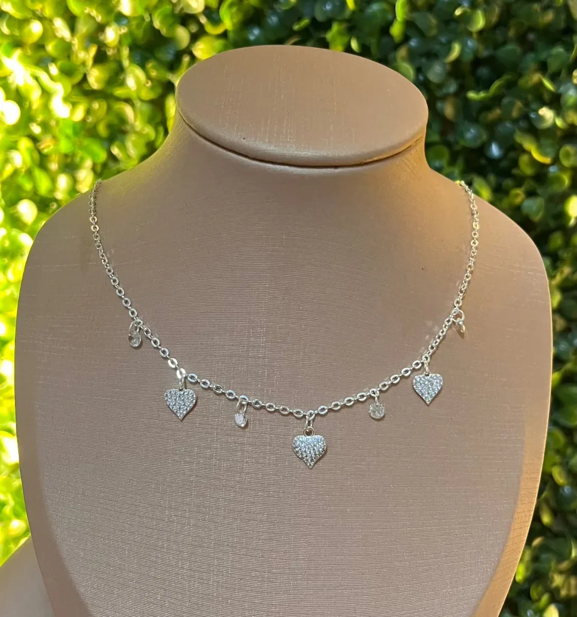 Choker pend 3 coraç zirc pedrinhas Pr