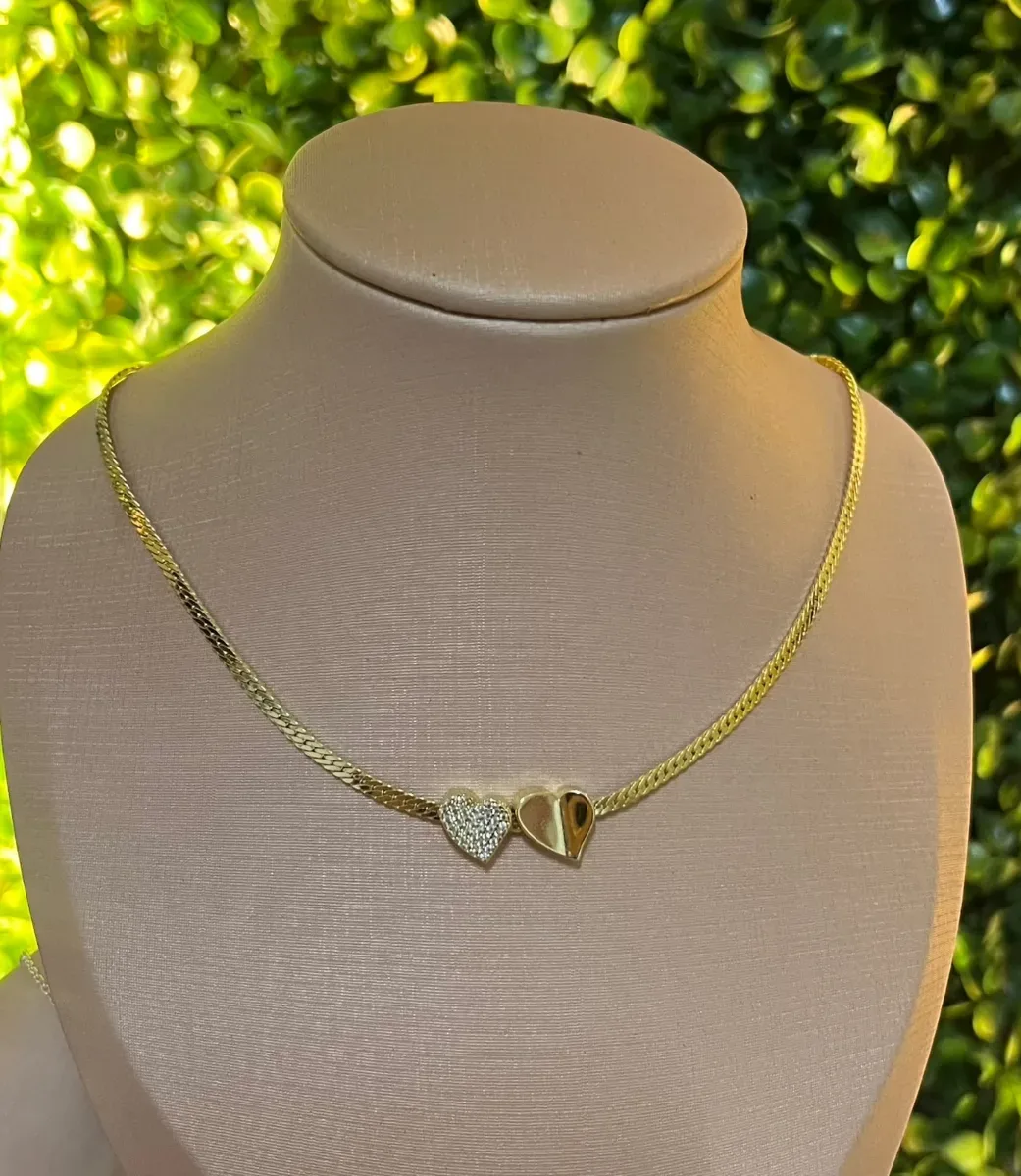 Choker m 2 coraç liso e zirc Dou