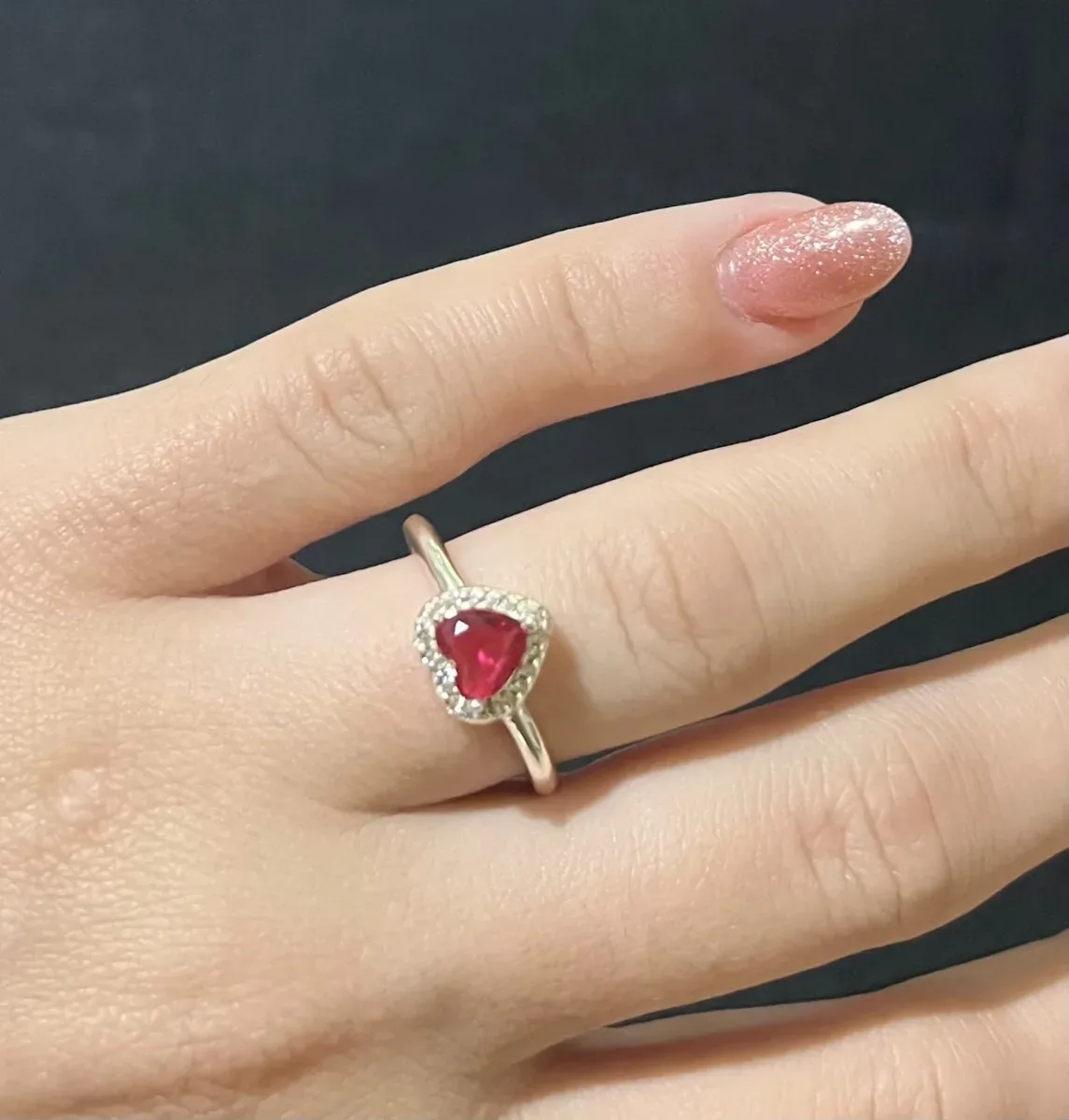 Anel coraç zirc em volta liso rosa Pr