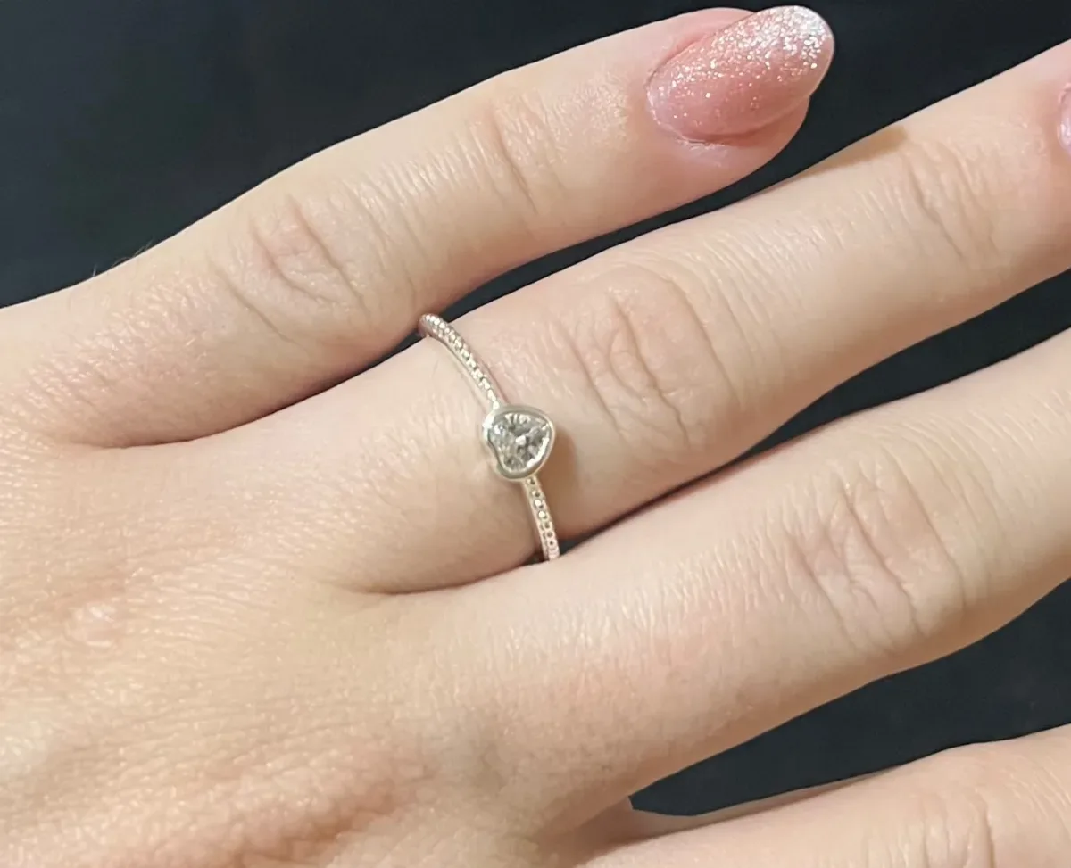 Anel coraç cristal bolinha Pr