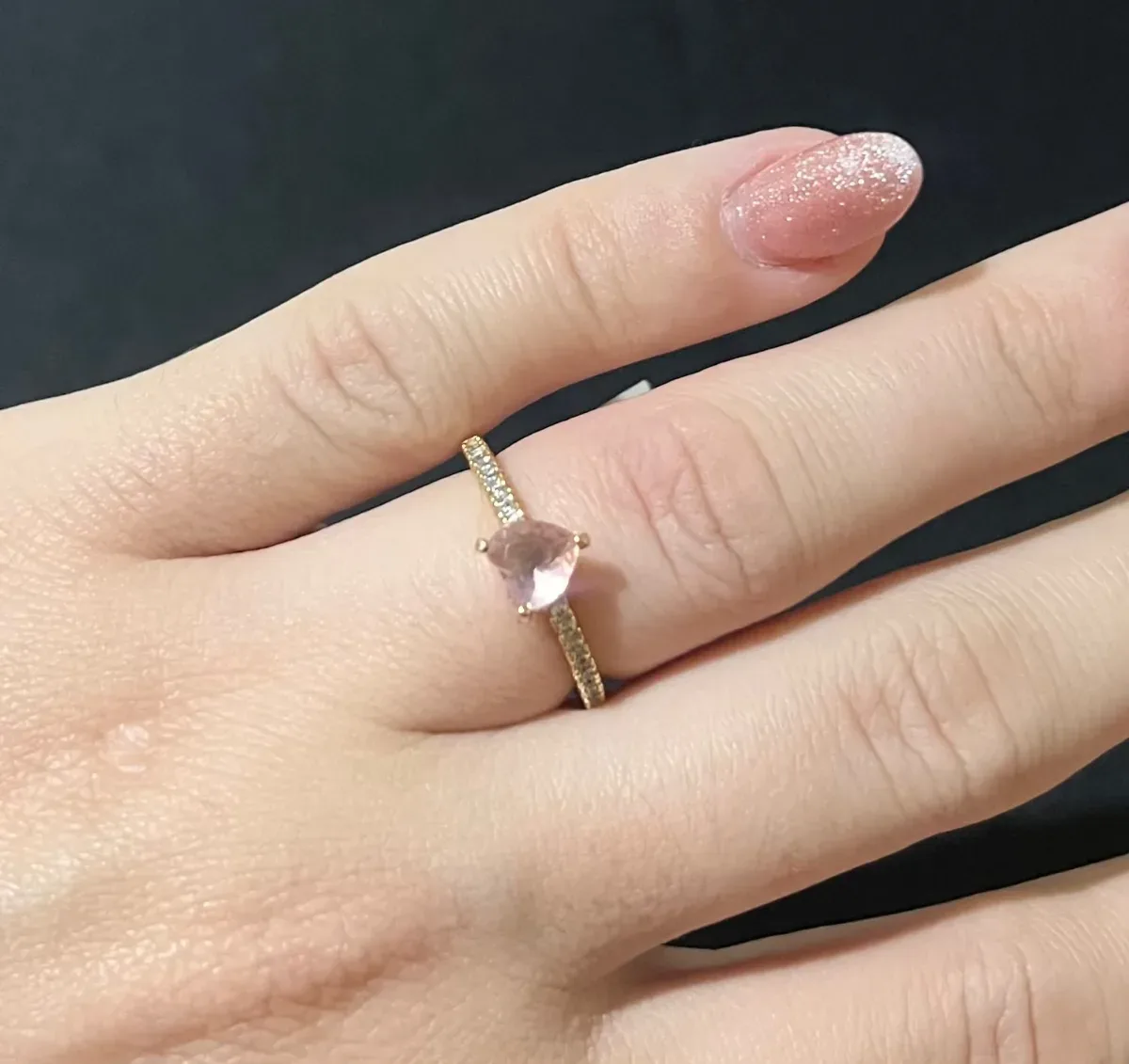 Anel coraç rosa zirc laterais Dou