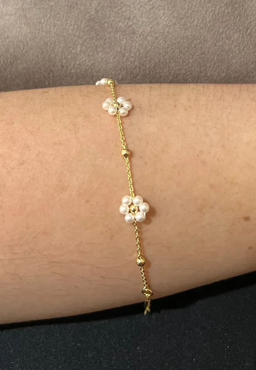 Pulseira inf flor pérola Dou