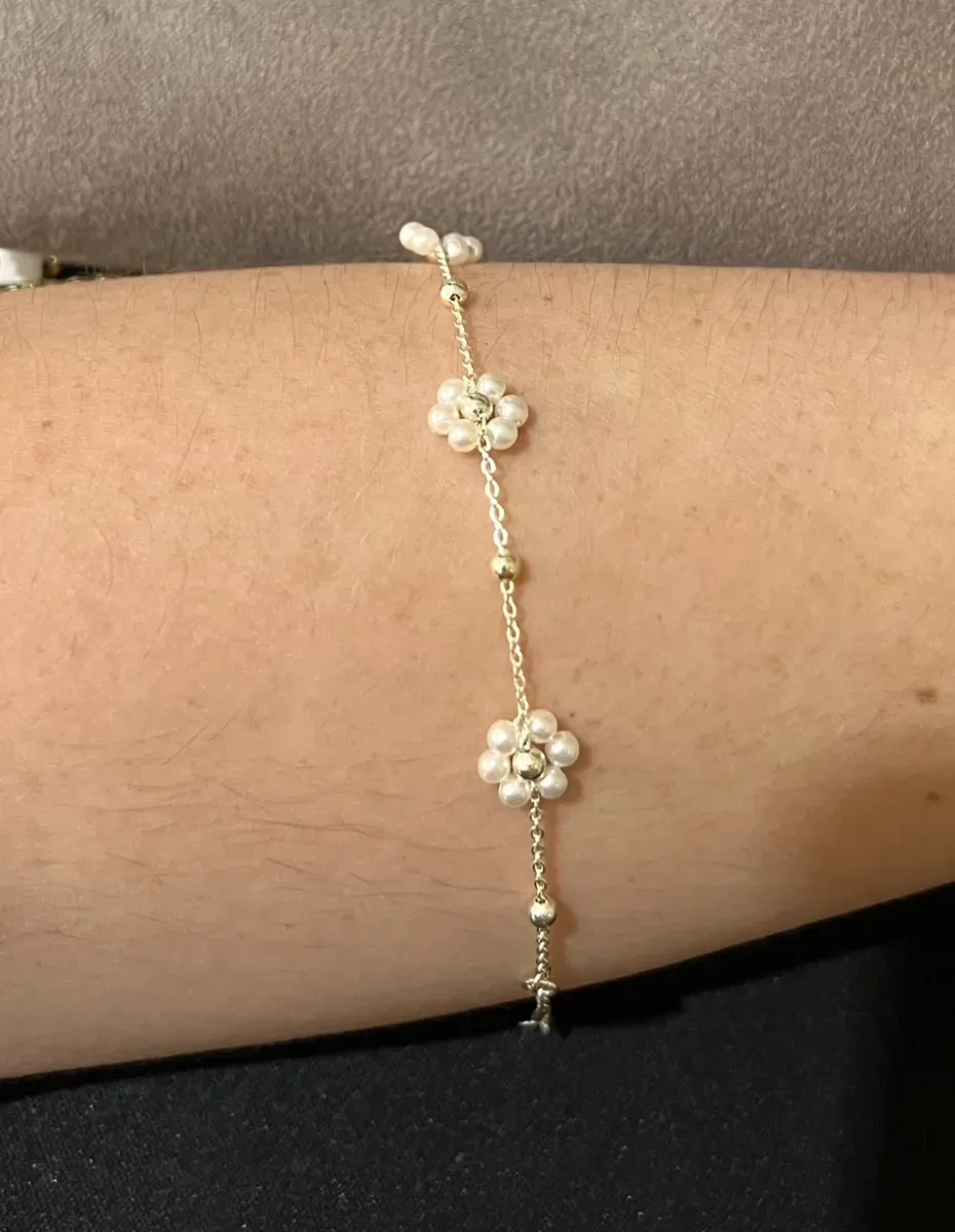 Pulseira inf flor pérola Pr