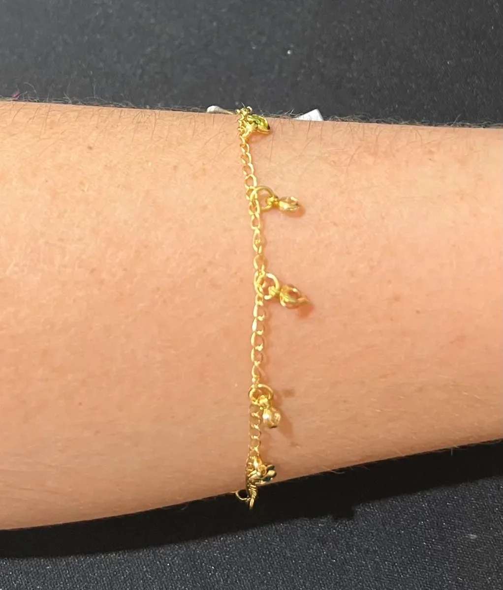 Pulseira inf pend bolinha e coraç colorido Dou