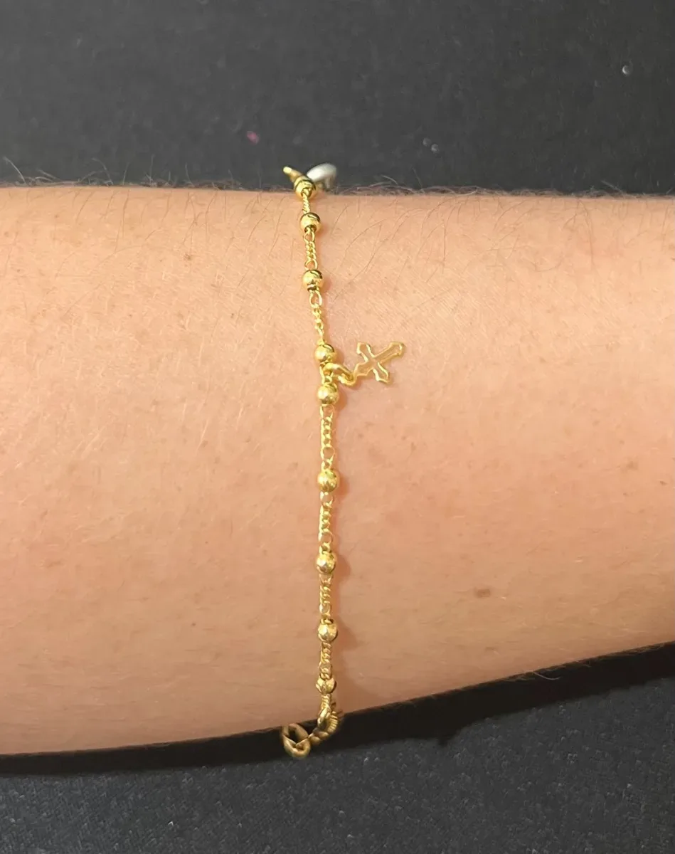 Pulseira inf bolinha cruz Dou