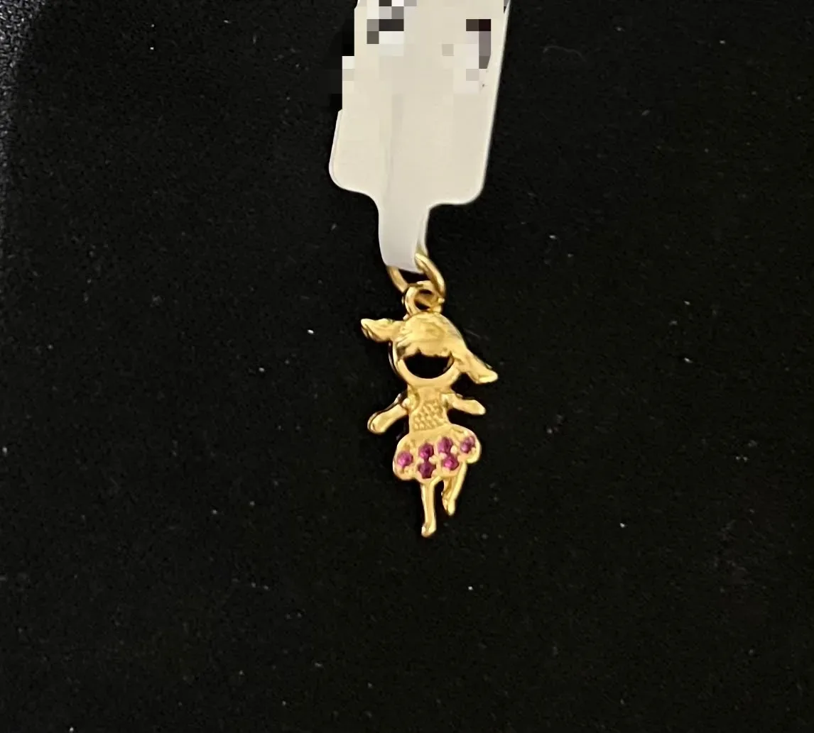 Pingente menina pedra rosa Dou