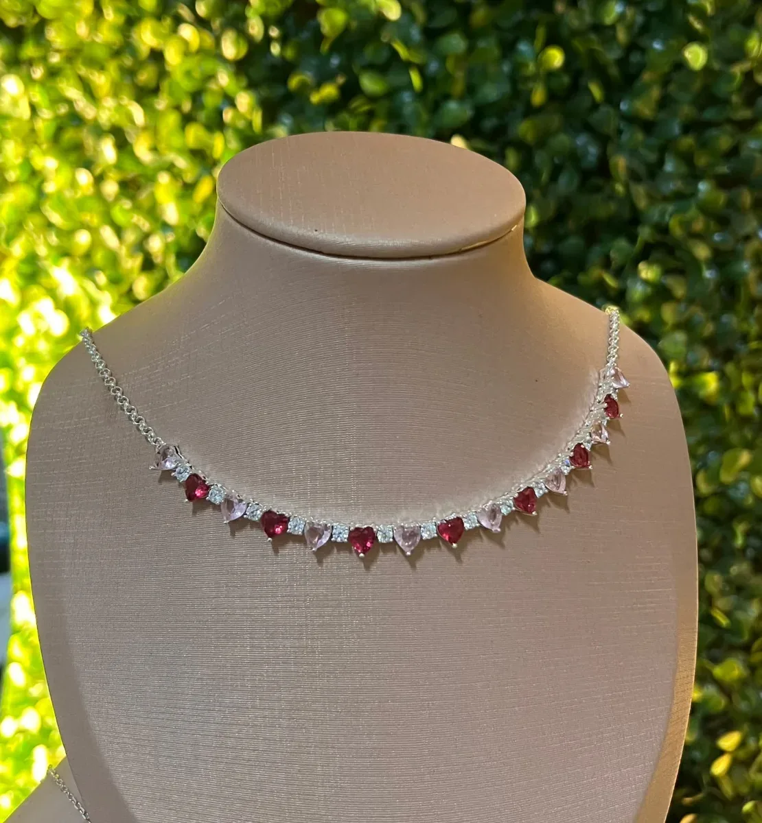 Colar coraç rosa 45 cm Pr
