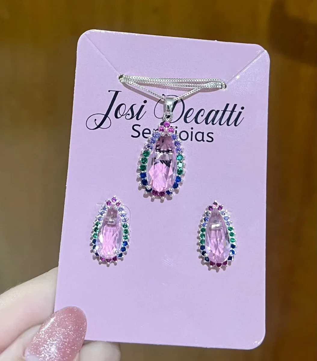 Conjunto gota rosa colorido em volta Pr