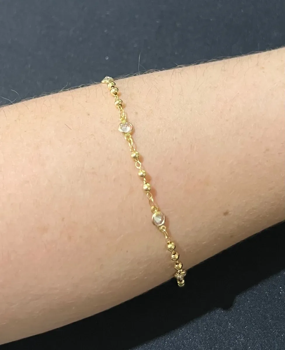 Pulseira pedra e bolinha Dou