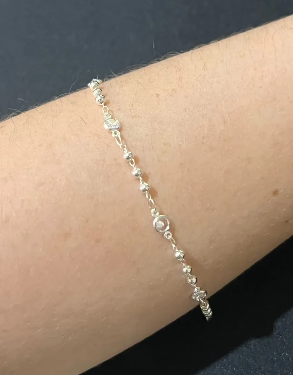 Pulseira pedra e bolinha Pr
