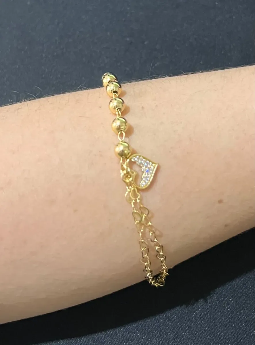 Pulseira metade bolinha e coraç Dou