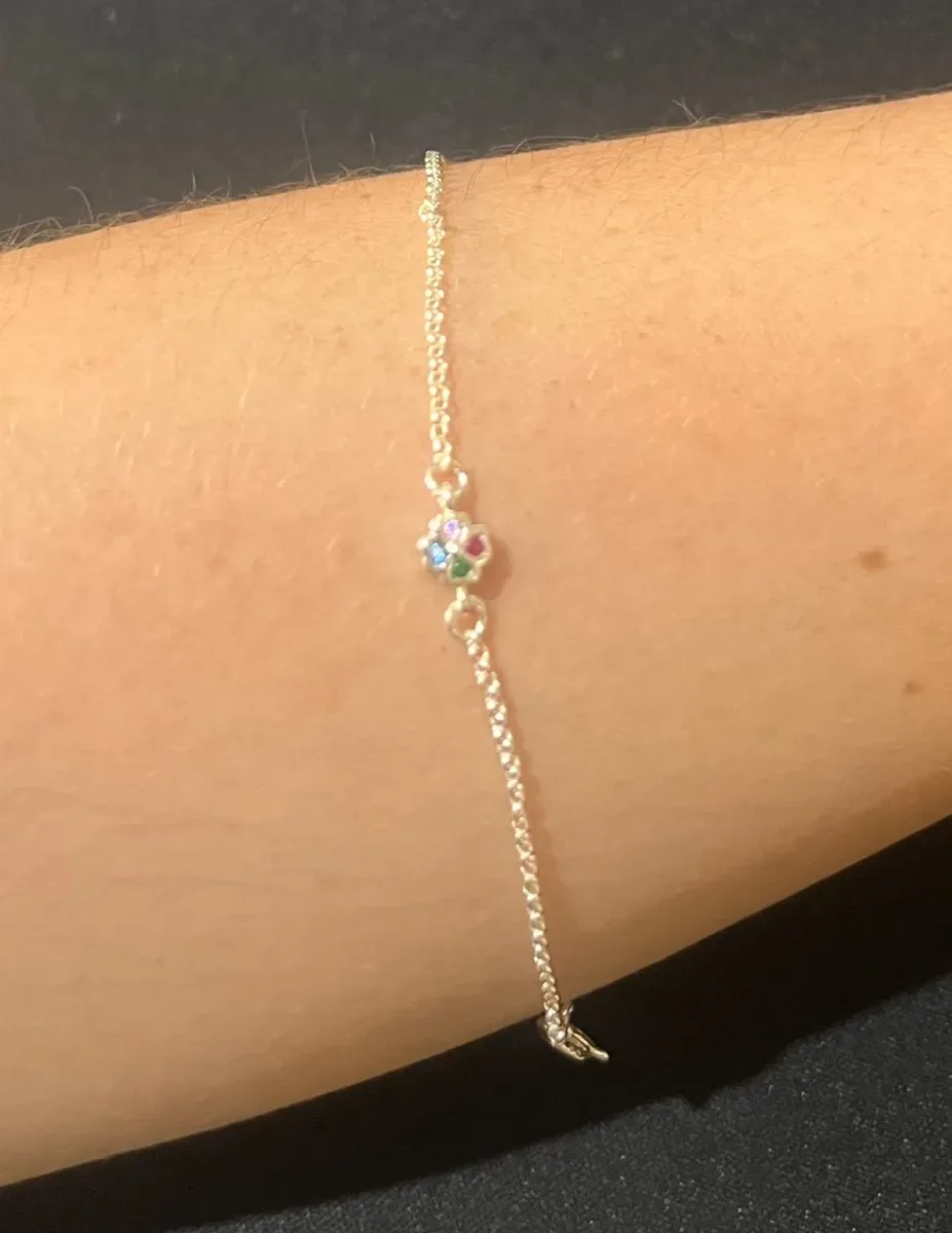 Pulseira inf flor colorida Pr