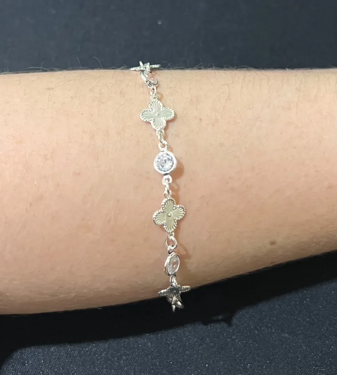 Pulseira trevo e pedras Pr
