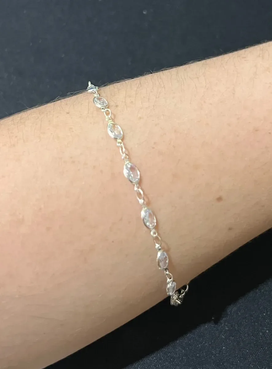 Pulseira int pedra oval cristal Pr