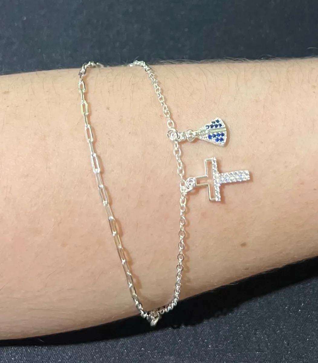 Pulseira dupla cruz e N. Senhora Pr