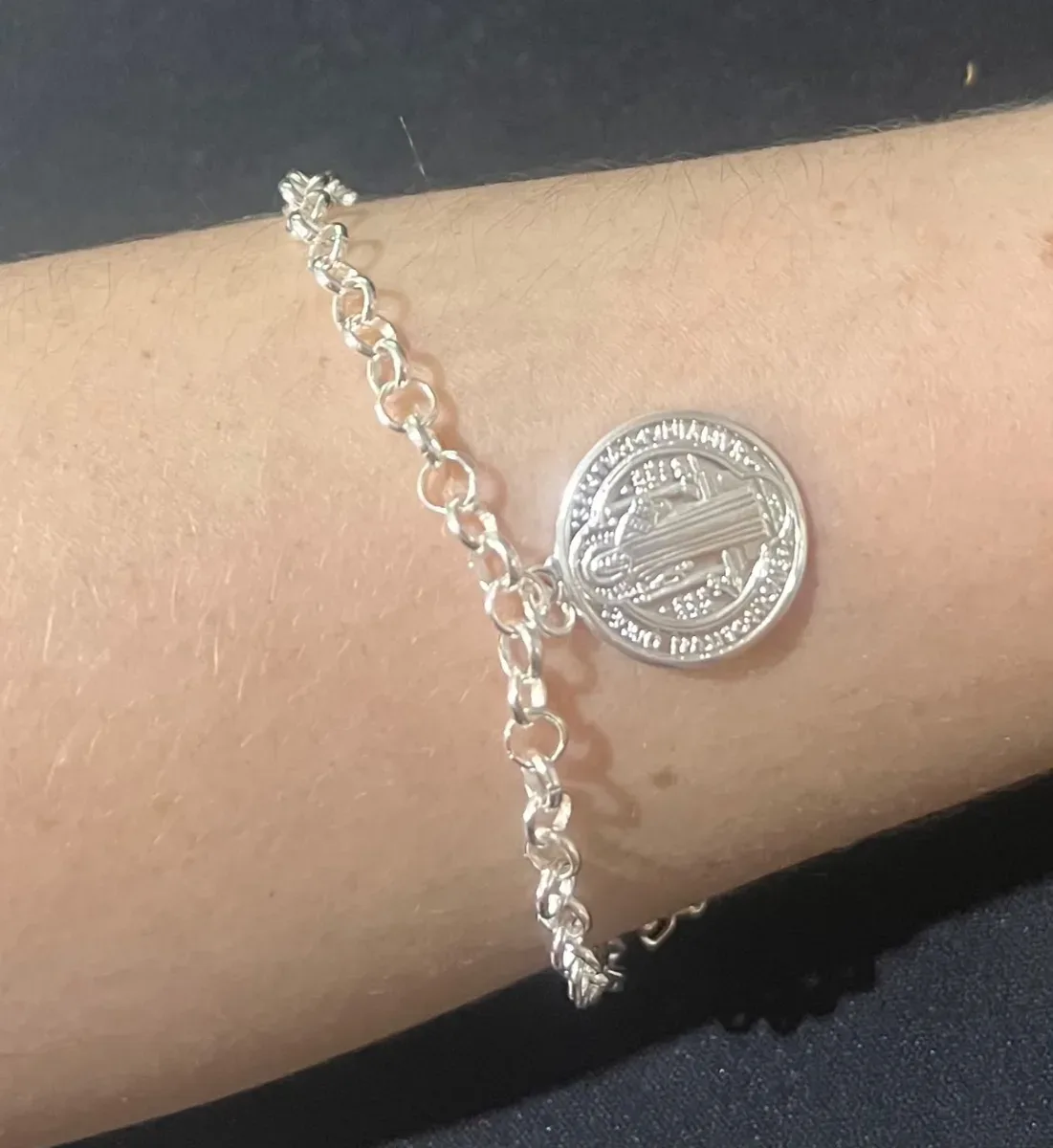 Pulseira elo redondo São Bento pend Pr