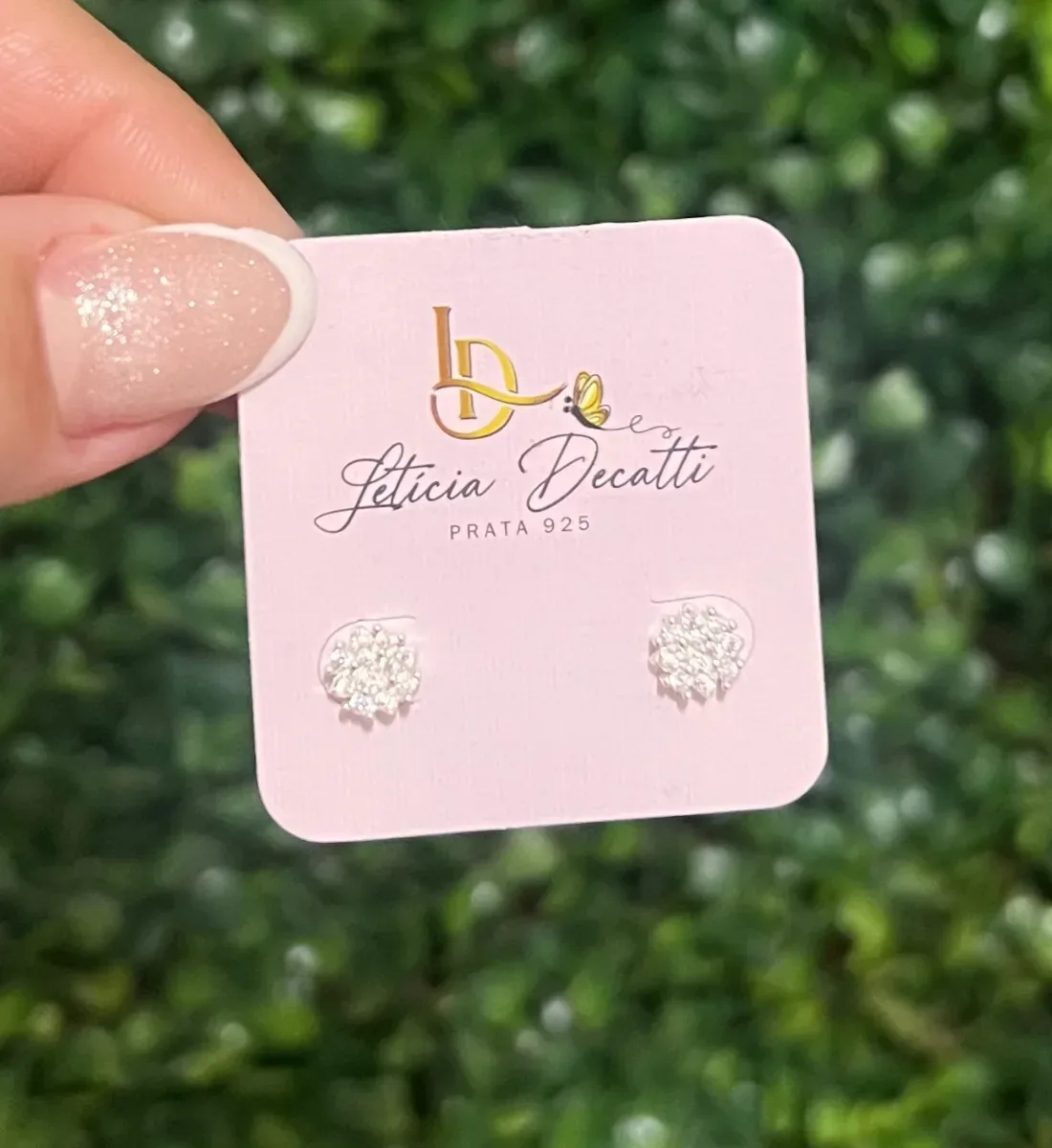 Le brinco flor pedra bolinha