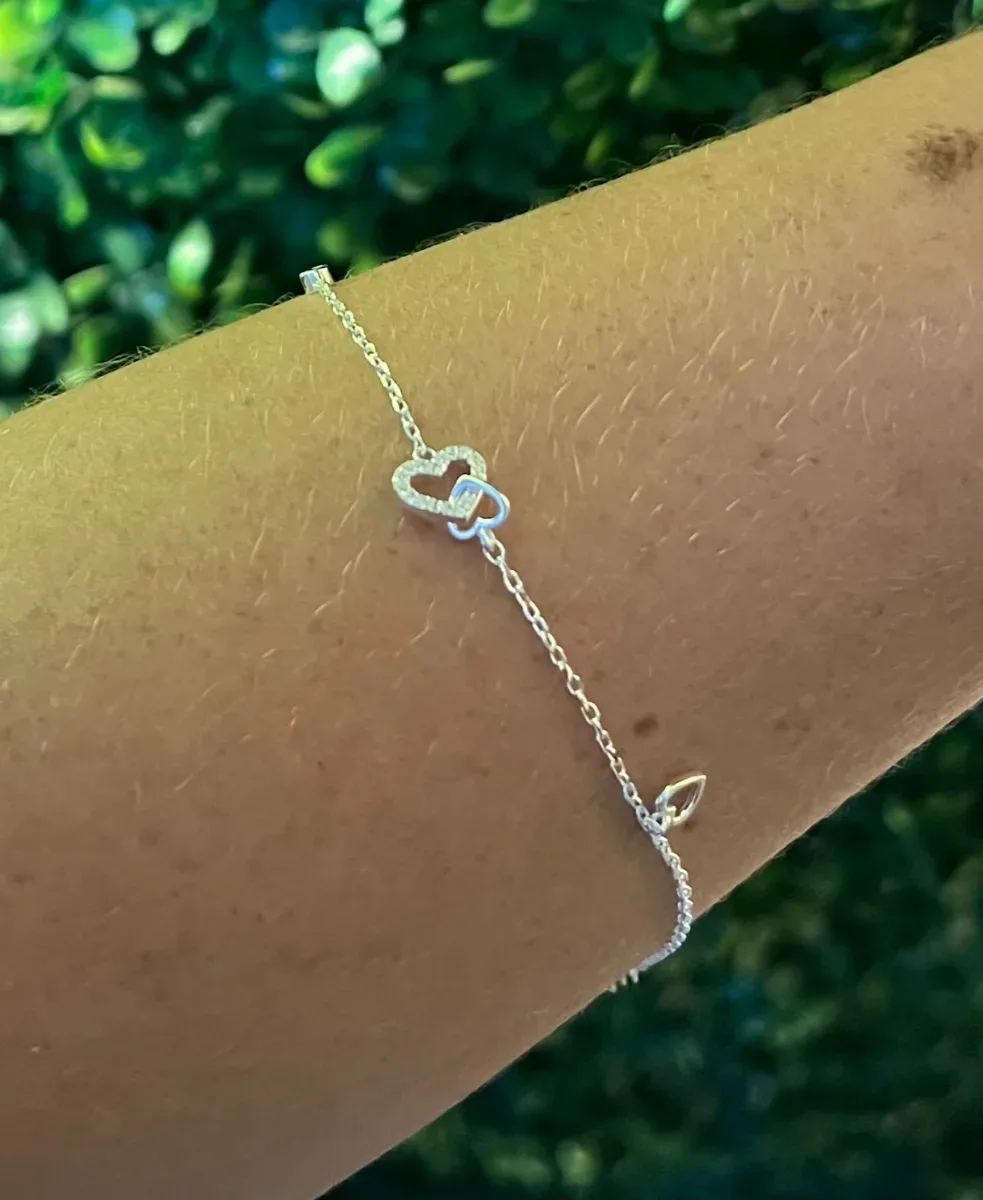 Le pulseira coraç zirc e liso pedra