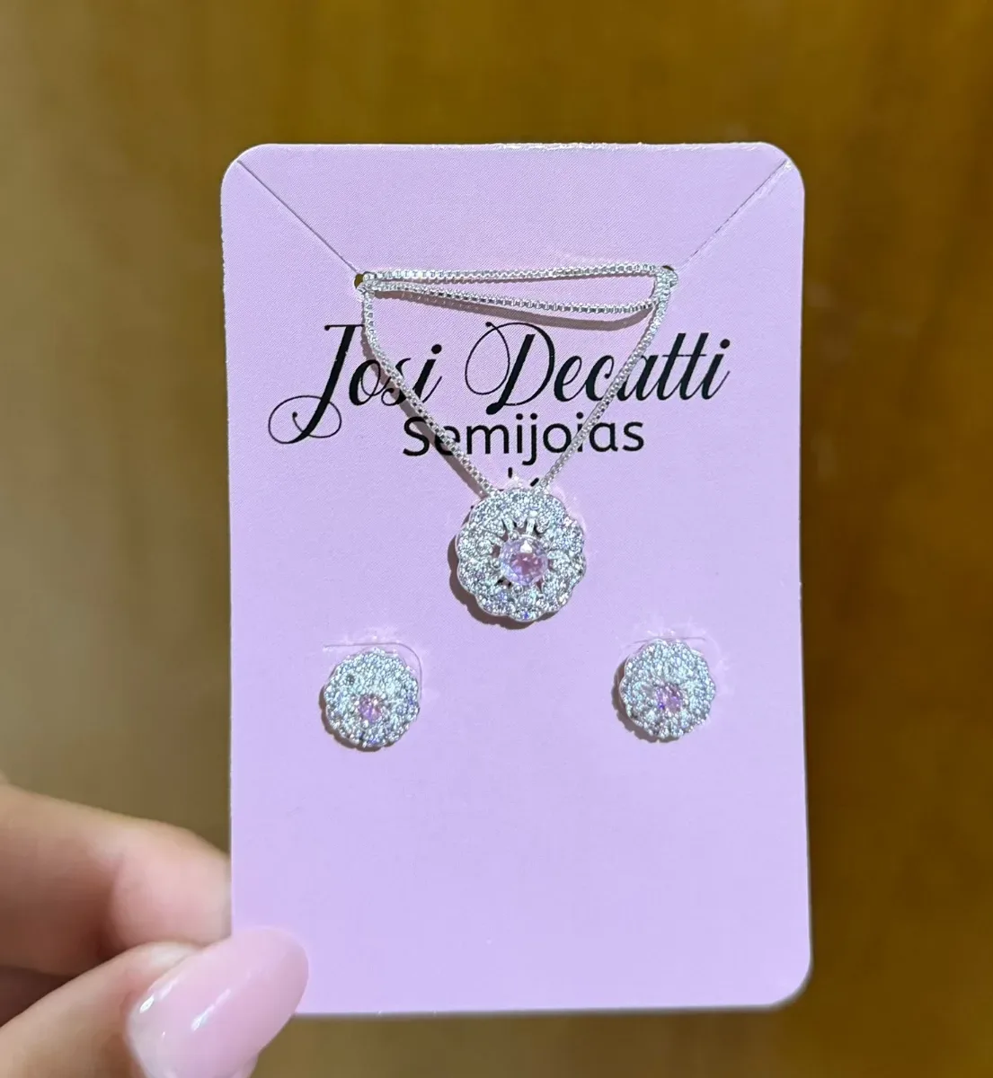 Conjunto tipo flor pedra rosa zirc Pr