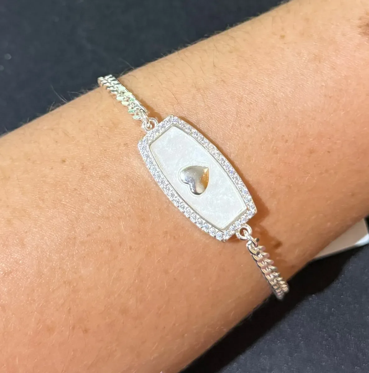 Pulseira placa madre coraç meio Pr